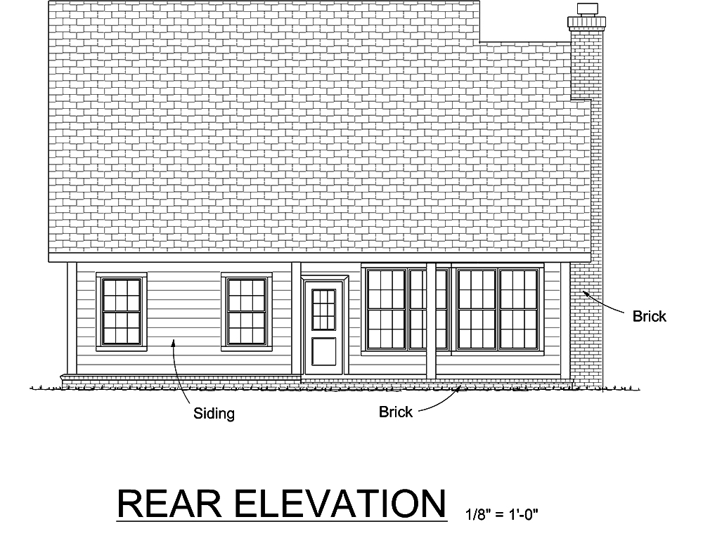 Home Plan Rear Elevation of this 3-Bedroom,1688 Sq Ft Plan -178-1335