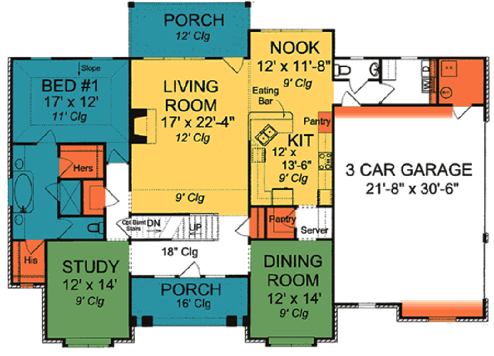 Floor Plan First Story of Traditional Plan #178-1336