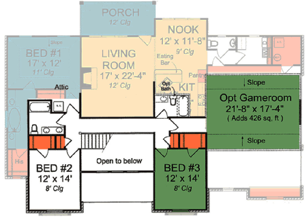 Floor Plan Second Story of Traditional Plan #178-1336