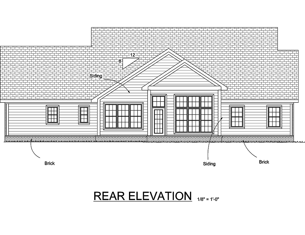 Home Plan Rear Elevation of this 3-Bedroom,2516 Sq Ft Plan -178-1336