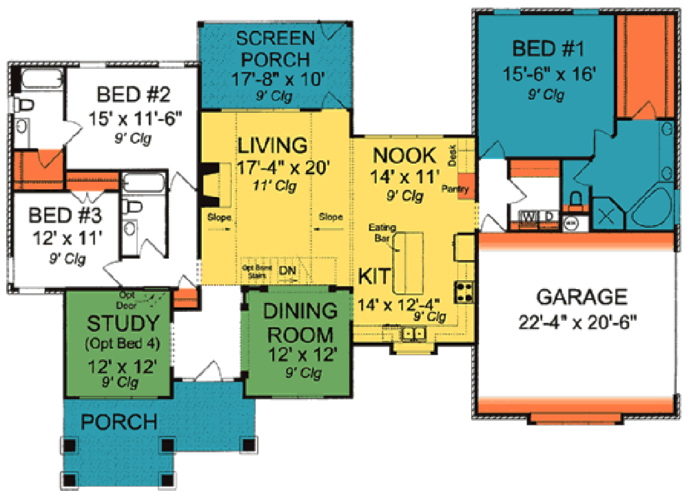 Floor Plan First Story of Craftsman Plan #178-1337