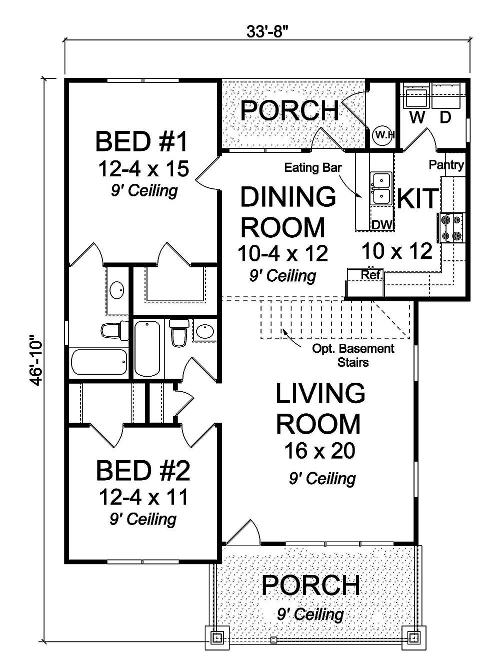 Floor Plan First Story of Cottage Plan #178-1338