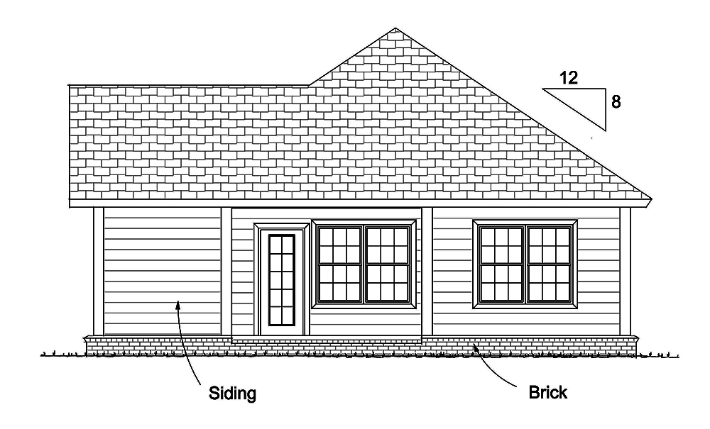 Home Plan Rear Elevation of this 2-Bedroom,1147 Sq Ft Plan -178-1338