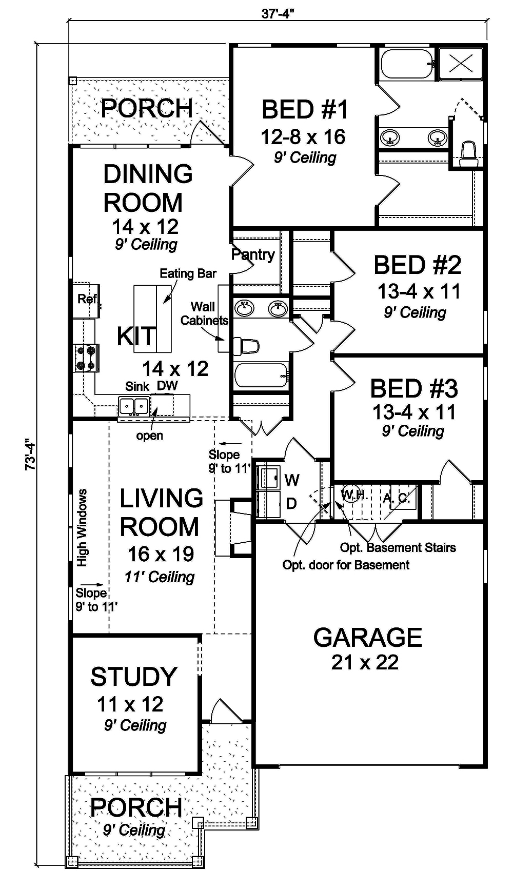 Floor Plan First Story of Cottage Plan #178-1339