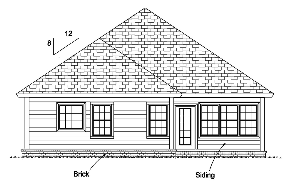 Home Plan Rear Elevation of this 3-Bedroom,1786 Sq Ft Plan -178-1339