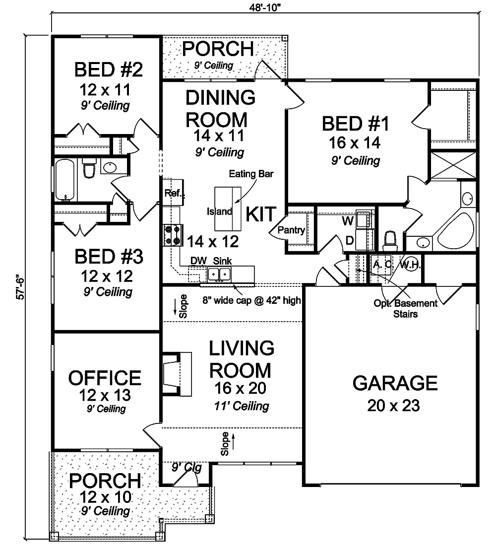 Floor Plan First Story of Cottage Plan #178-1340