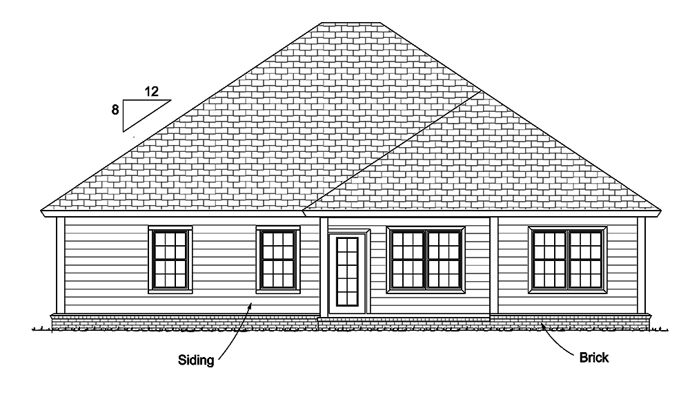 Home Plan Rear Elevation of this 3-Bedroom,1748 Sq Ft Plan -178-1340