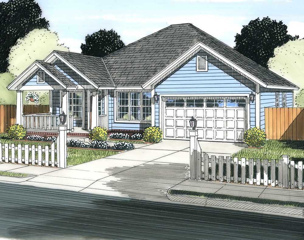 Front elevation of Cottage home (ThePlanCollection: House Plan #178-1340)