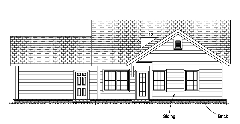 Home Plan Rear Elevation of this 3-Bedroom,1420 Sq Ft Plan -178-1342