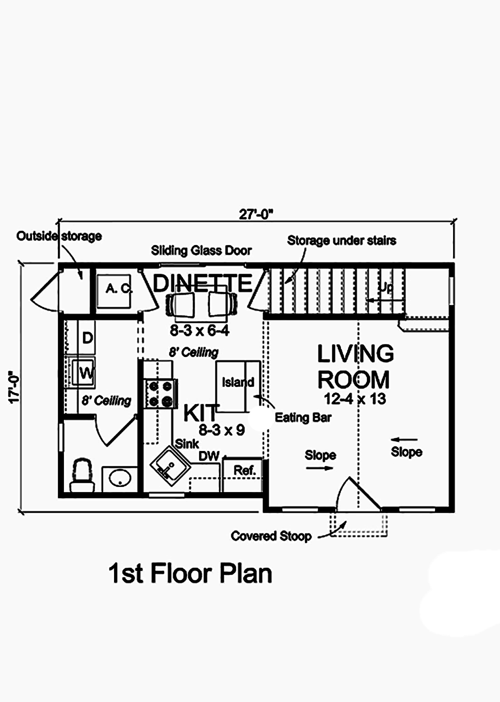 Floor Plan First Story of Cottage Plan #178-1343