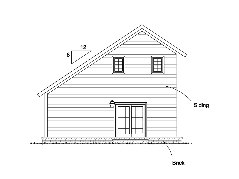 Home Plan Rear Elevation of this 1-Bedroom,664 Sq Ft Plan -178-1343