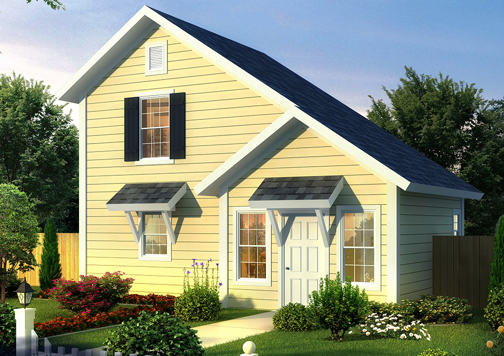Front elevation of Cottage home (ThePlanCollection: House Plan #178-1343)