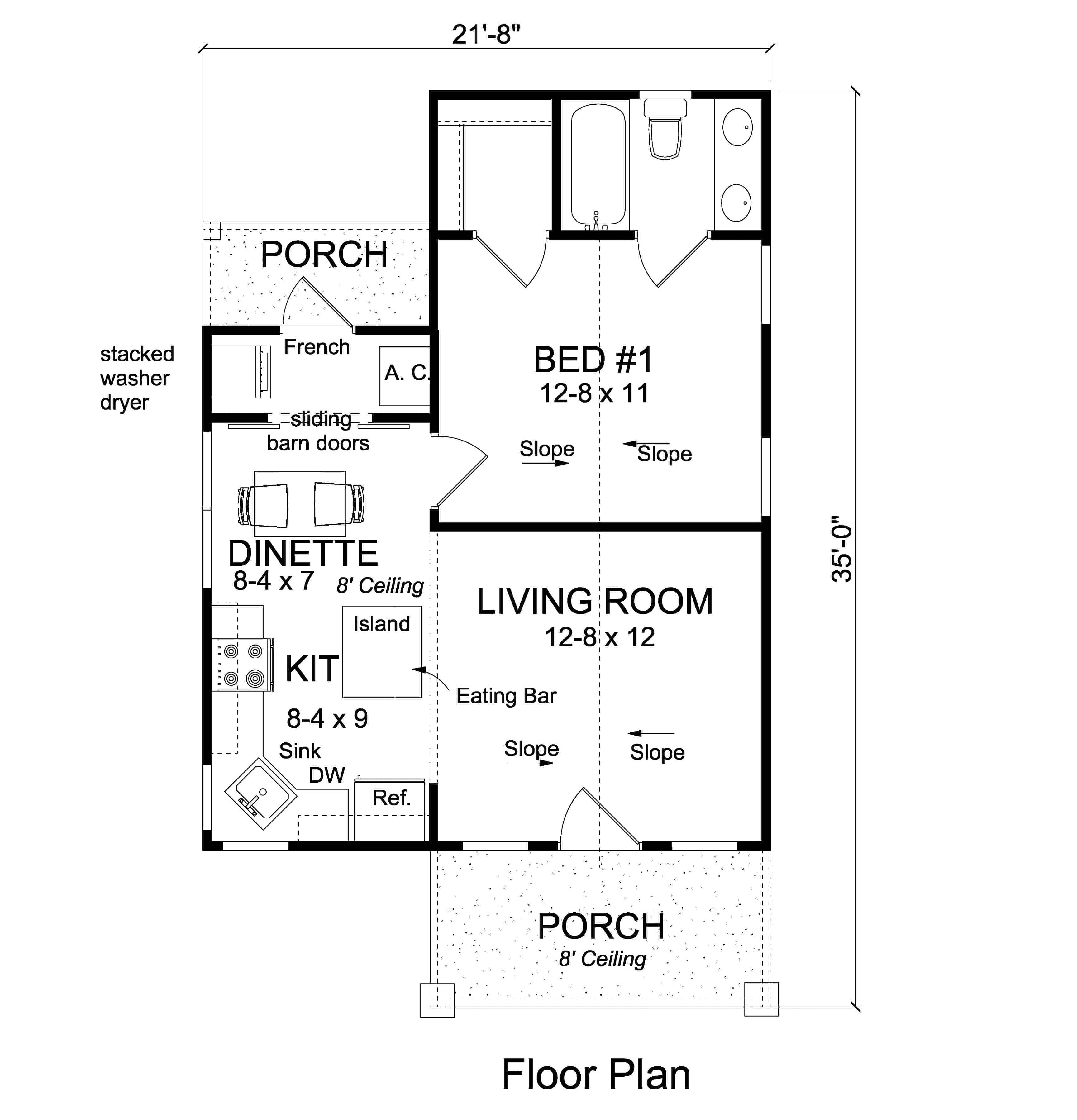 Main Level of Cottage Plan #178-1344