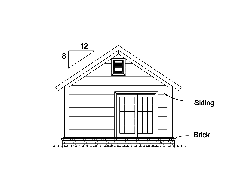 Home Plan Rear Elevation of this 1-Bedroom,395 Sq Ft Plan -178-1345