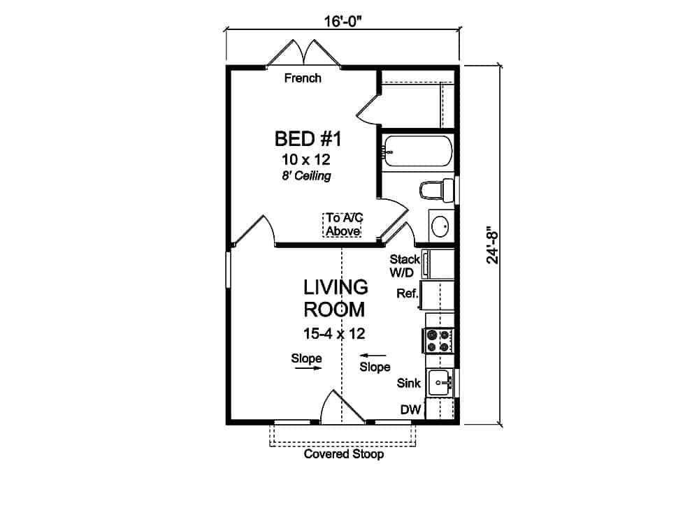 Main Level of Cottage Plan #178-1345