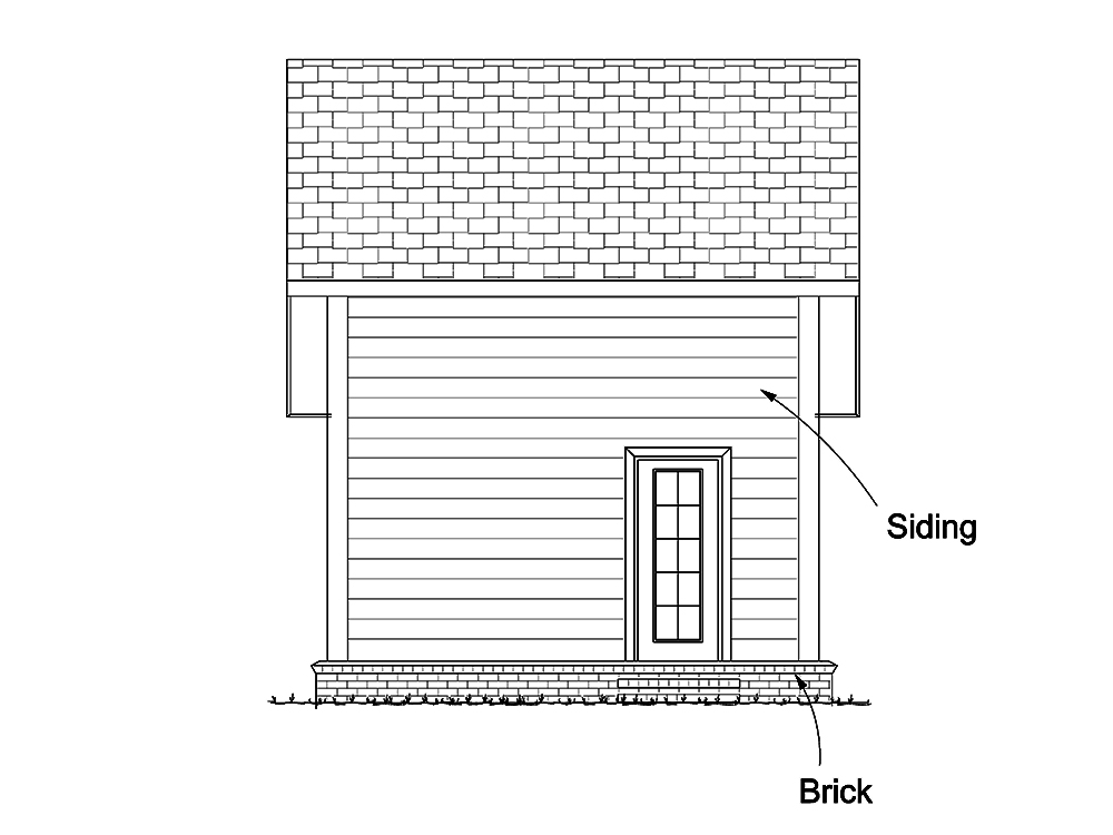 Home Plan Rear Elevation of this 1-Bedroom,597 Sq Ft Plan -178-1346