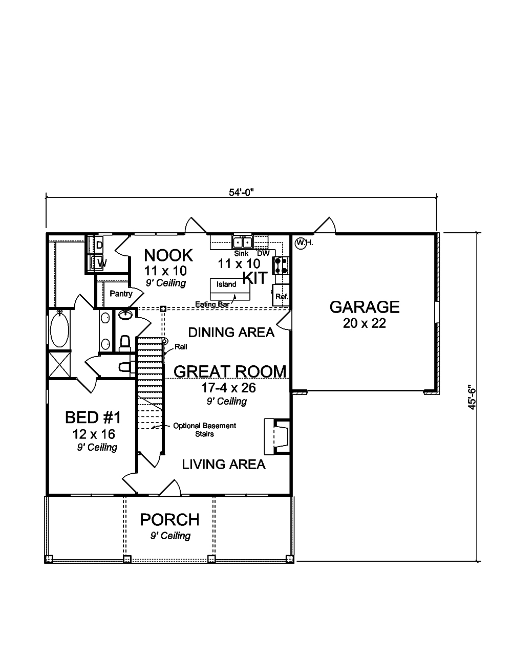 Floor Plan First Story of Craftsman Plan #178-1347