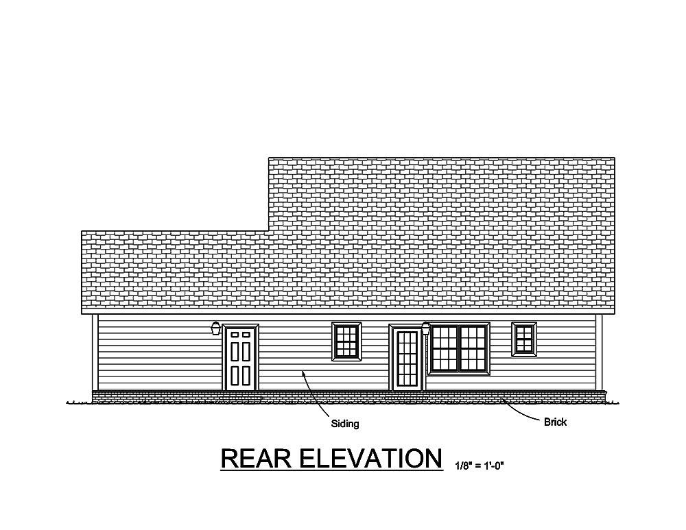 Home Plan Rear Elevation of this 4-Bedroom,1871 Sq Ft Plan -178-1347