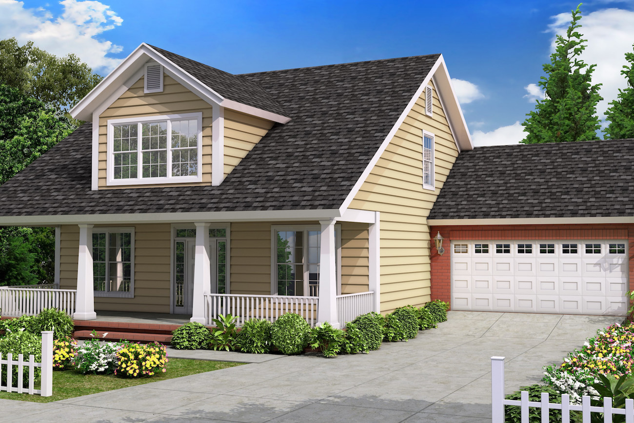 Color Rendering of Craftsman home plan (ThePlanCollection: House Plan #178-1347)
