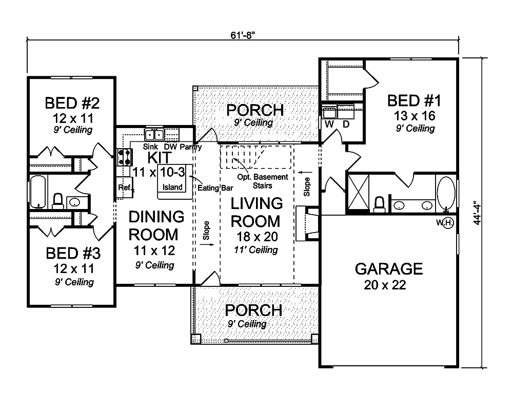 Floor Plan First Story of Craftsman Plan #178-1348
