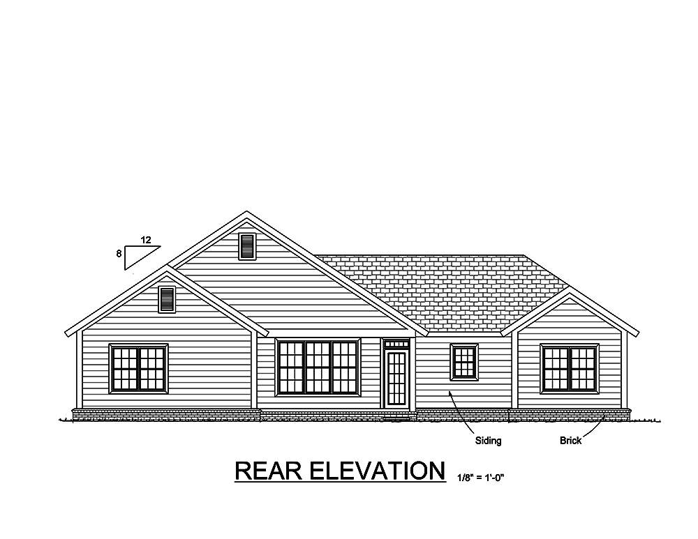 Home Plan Rear Elevation of this 3-Bedroom,1477 Sq Ft Plan -178-1348