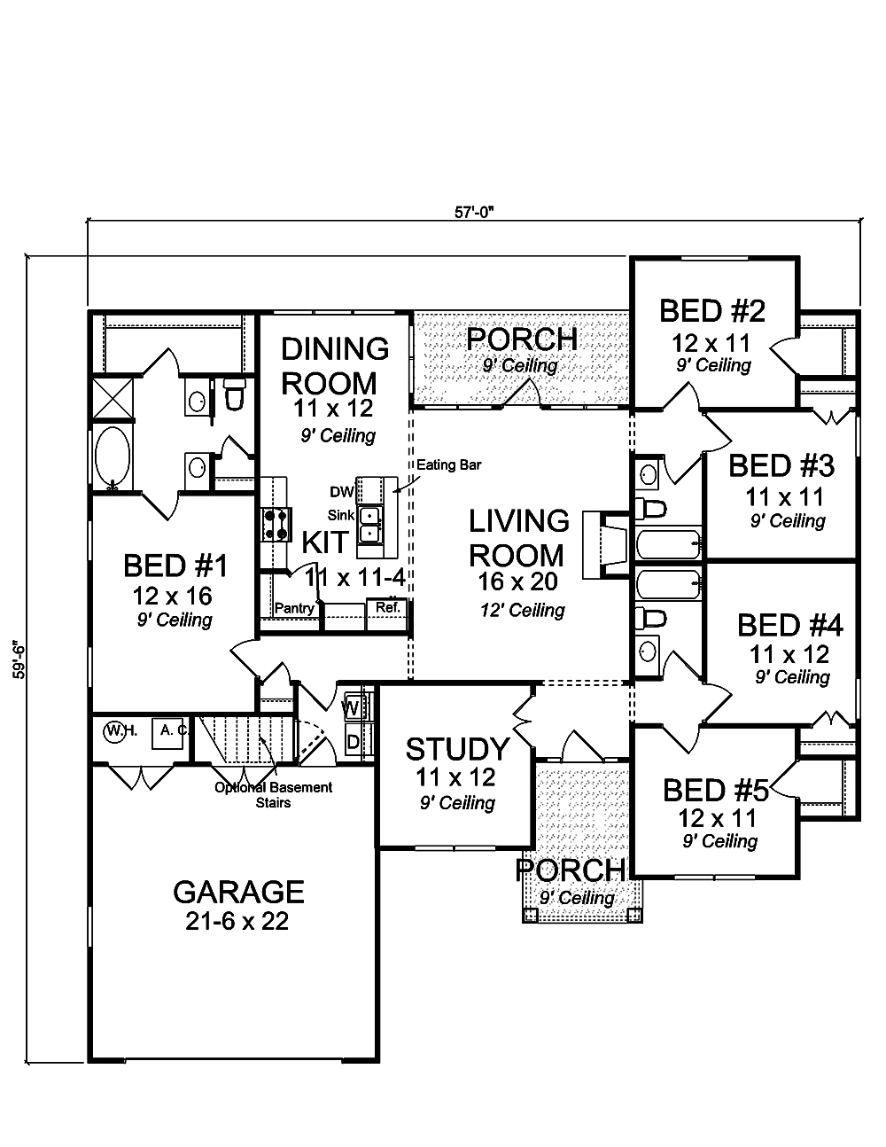 Floor Plan First Story of Craftsman Plan #178-1349