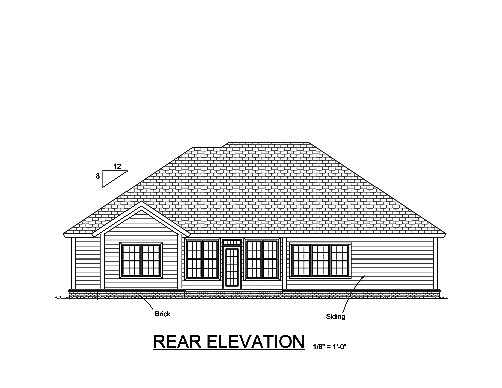 Home Plan Rear Elevation of this 5-Bedroom,1988 Sq Ft Plan -178-1349