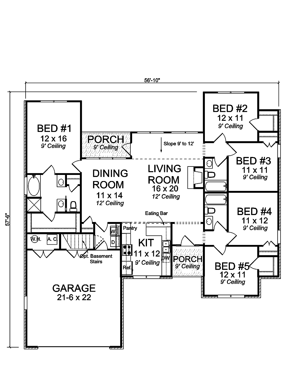 Floor Plan First Story of Craftsman Plan #178-1350