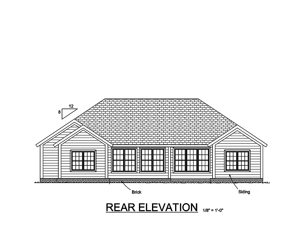 Home Plan Rear Elevation of this 5-Bedroom,1831 Sq Ft Plan -178-1350