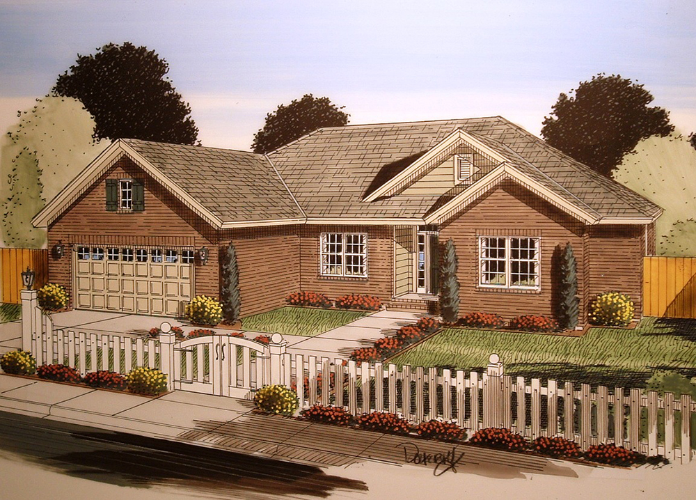 Front elevation of Craftsman home (ThePlanCollection: House Plan #178-1350)