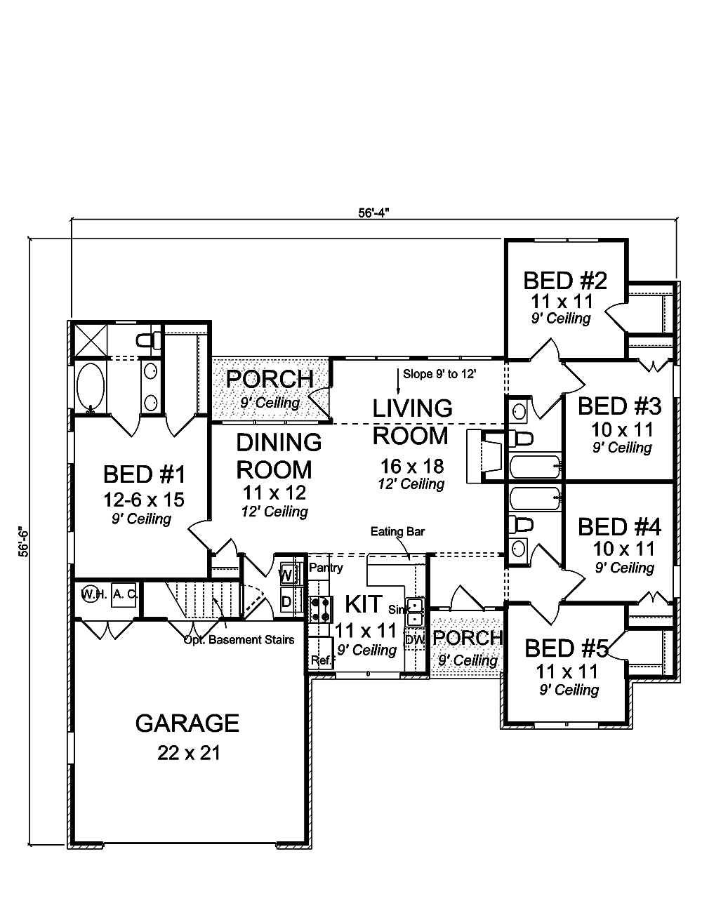 Floor Plan First Story of Craftsman Plan #178-1351
