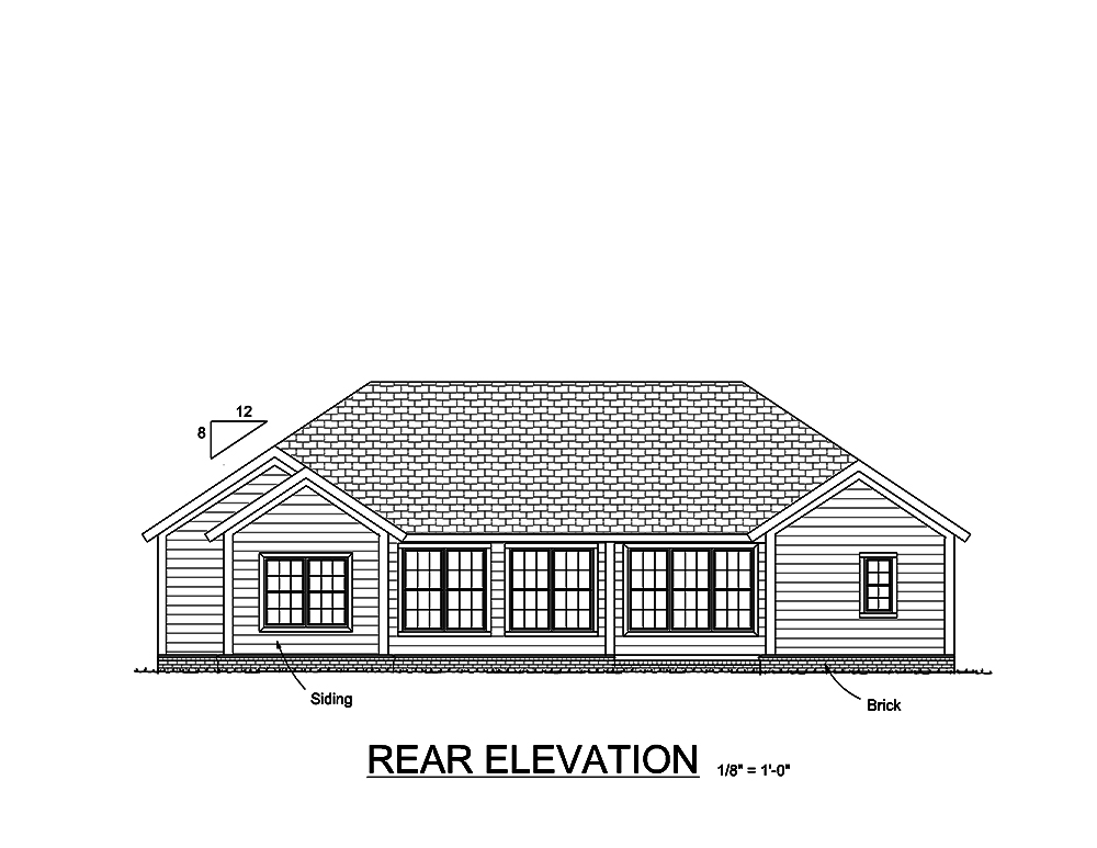 Home Plan Rear Elevation of this 5-Bedroom,1648 Sq Ft Plan -178-1351