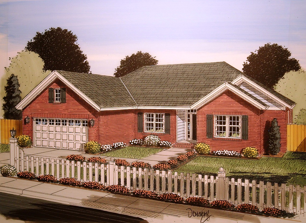 Front elevation of Craftsman home (ThePlanCollection: House Plan #178-1351)