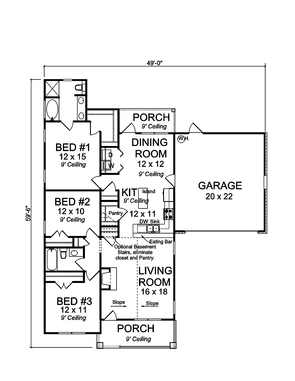 Floor Plan First Story of Craftsman Plan #178-1352