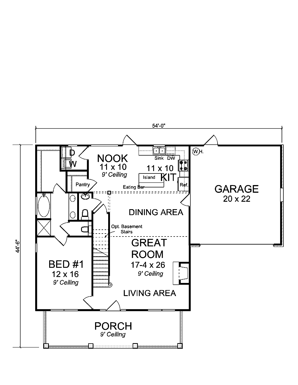 Floor Plan First Story of Craftsman Plan #178-1353