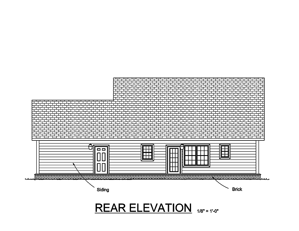 Home Plan Rear Elevation of this 3-Bedroom,1717 Sq Ft Plan -178-1353