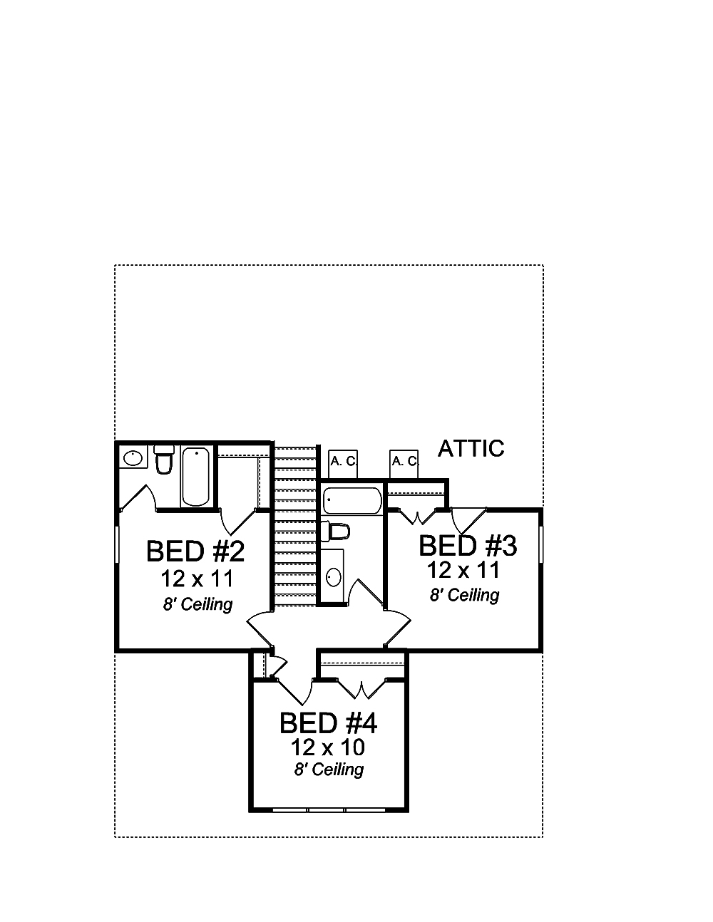 Floor Plan Second Story of Craftsman Plan #178-1354