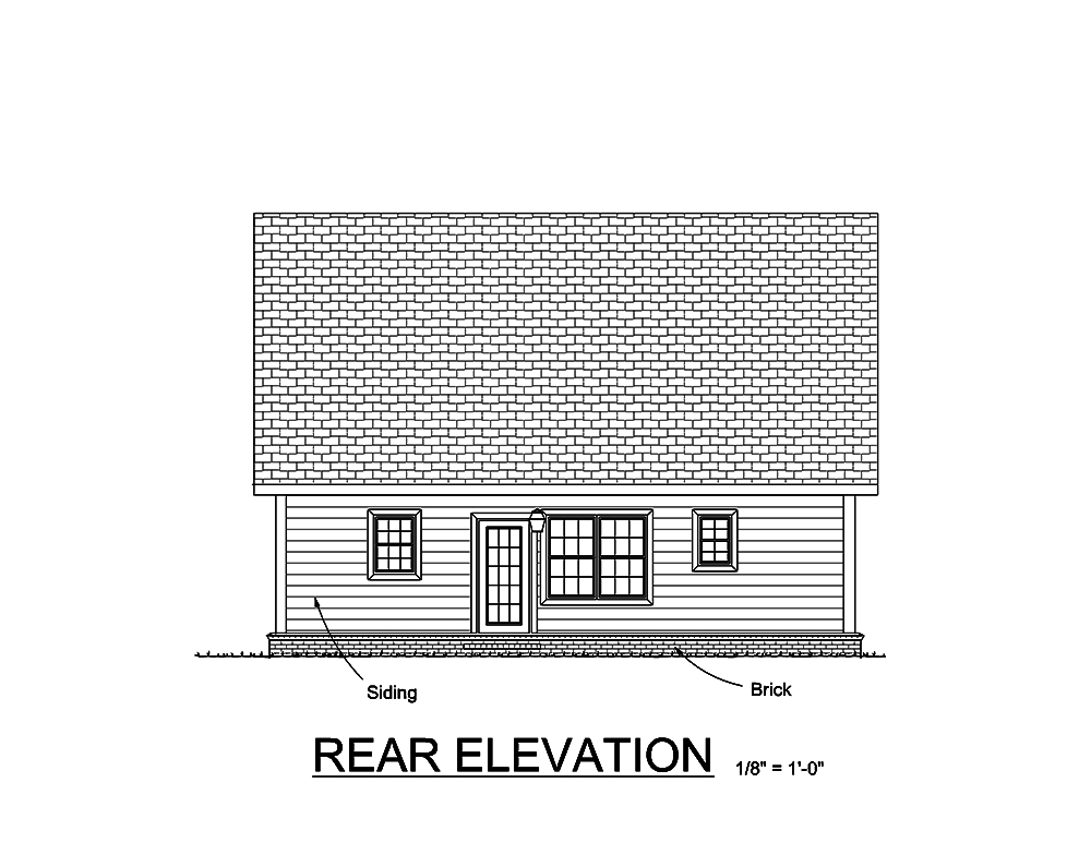 Home Plan Rear Elevation of this 4-Bedroom,1871 Sq Ft Plan -178-1354