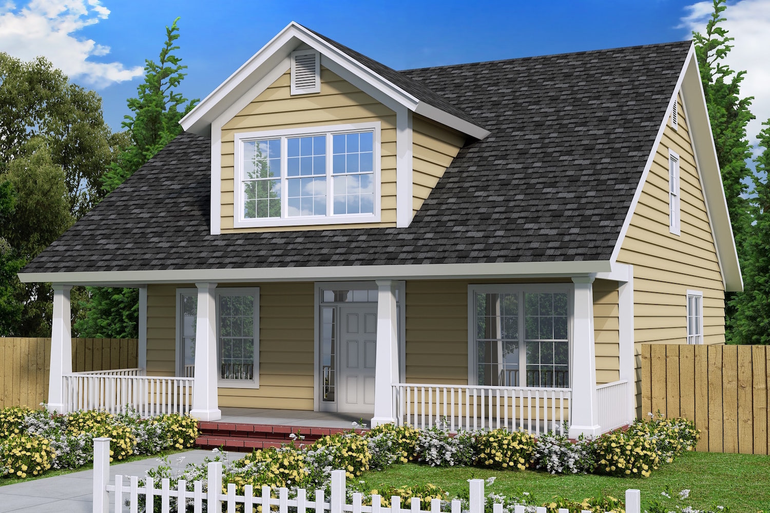 Color rendering of Craftsman home plan (ThePlanCollection: House Plan #178-1354)