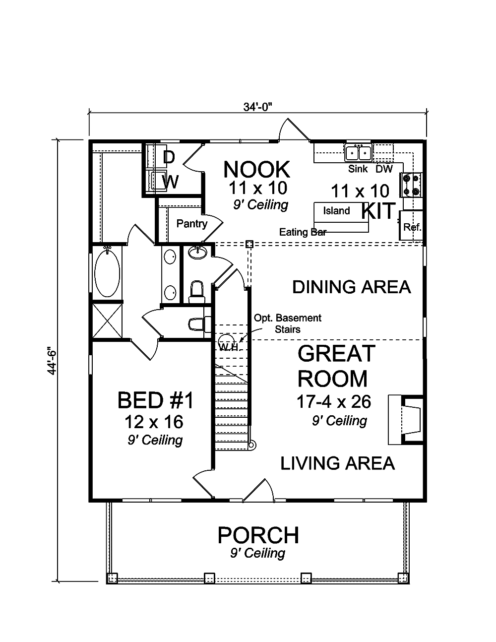 Floor Plan First Story of Craftsman Plan #178-1356