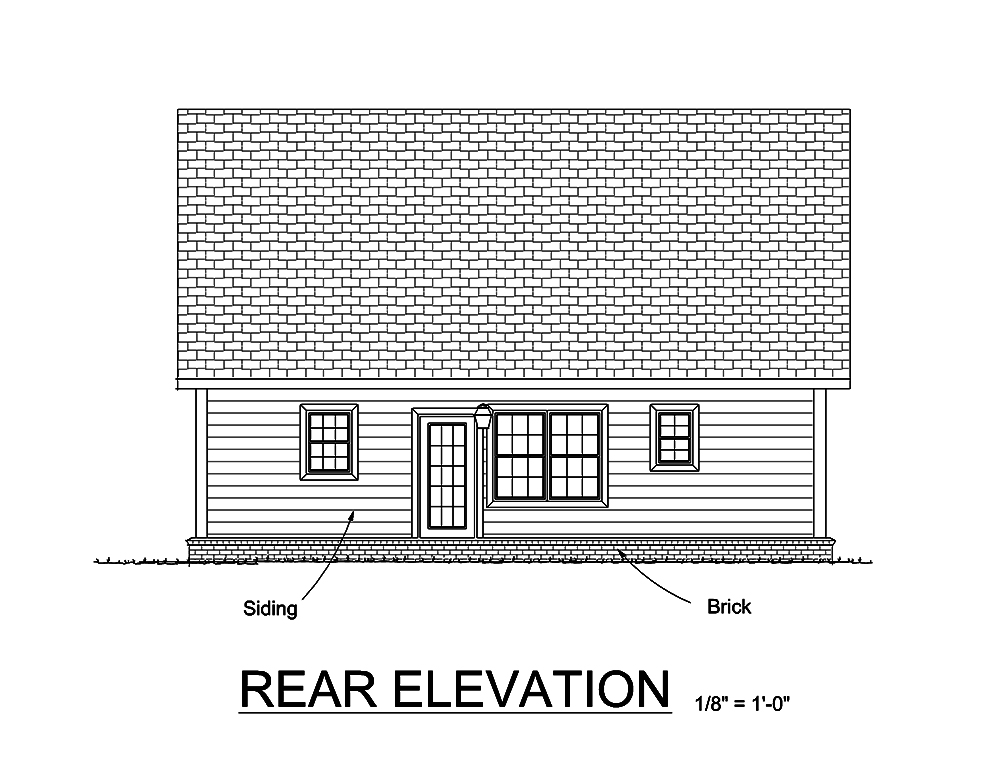 Home Plan Rear Elevation of this 3-Bedroom,1717 Sq Ft Plan -178-1356