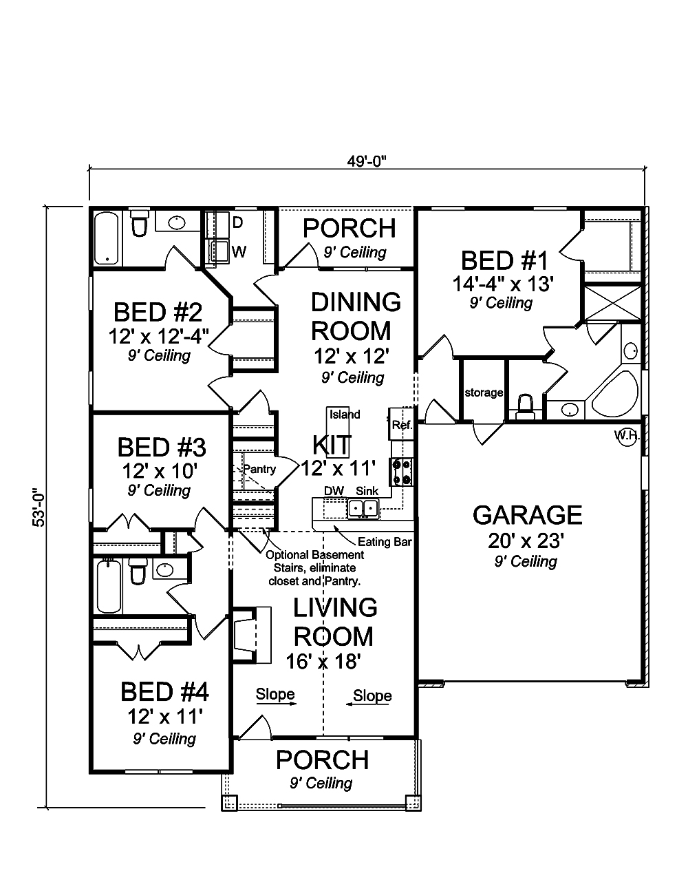 Floor Plan First Story of Craftsman Plan #178-1357