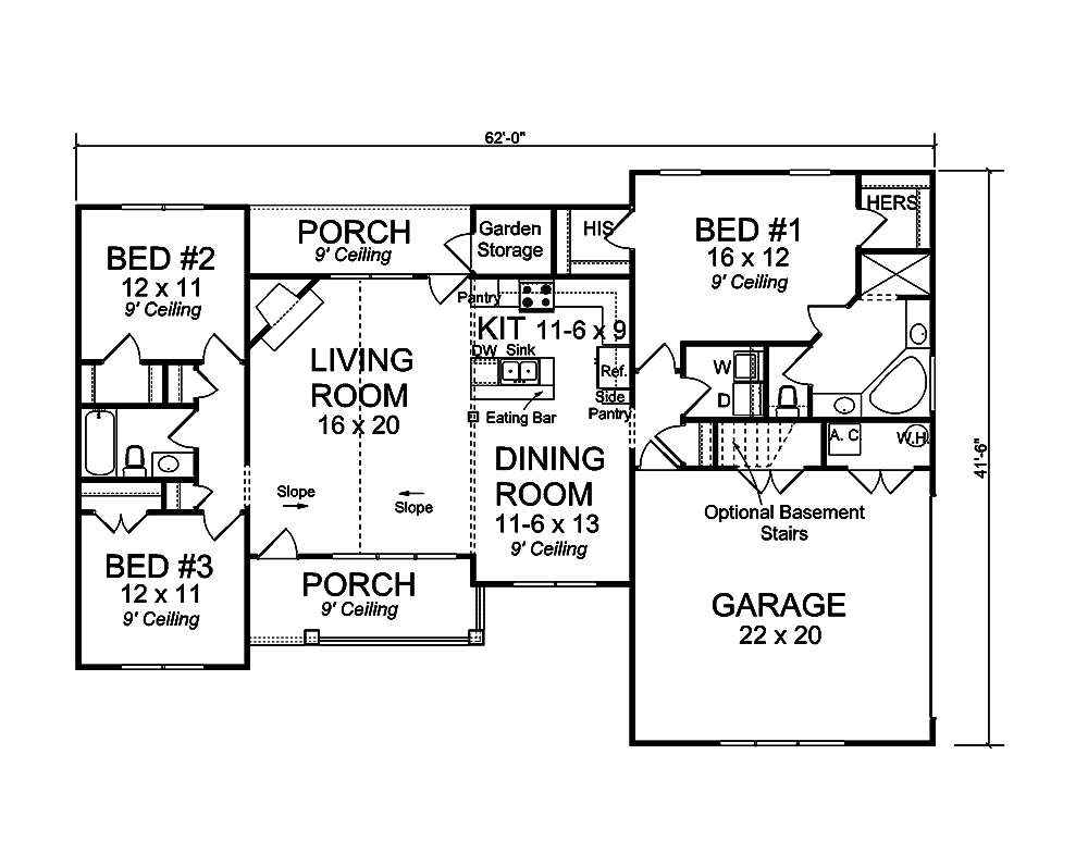 Floor Plan First Story of Craftsman Plan #178-1358