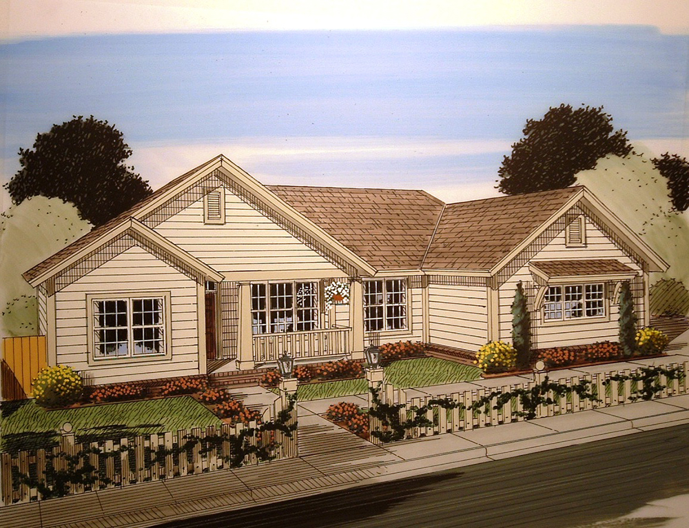 Front elevation of Craftsman home (ThePlanCollection: House Plan #178-1358)