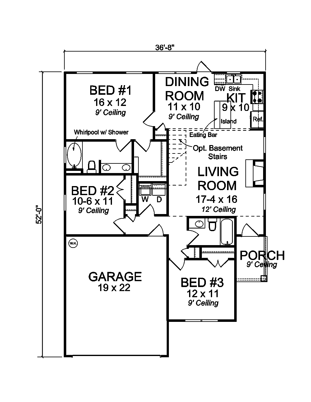 Floor Plan First Story of Craftsman Plan #178-1360