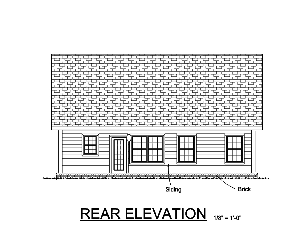 Home Plan Rear Elevation of this 3-Bedroom,1288 Sq Ft Plan -178-1360
