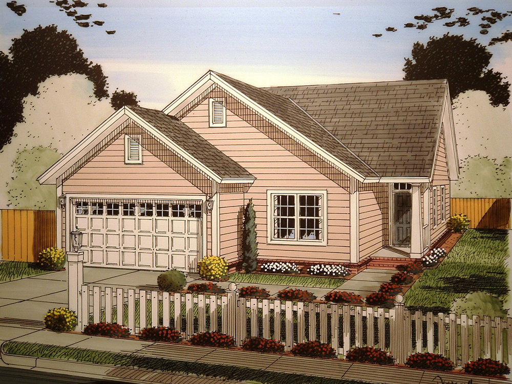 Front elevation of Craftsman home (ThePlanCollection: House Plan #178-1360)