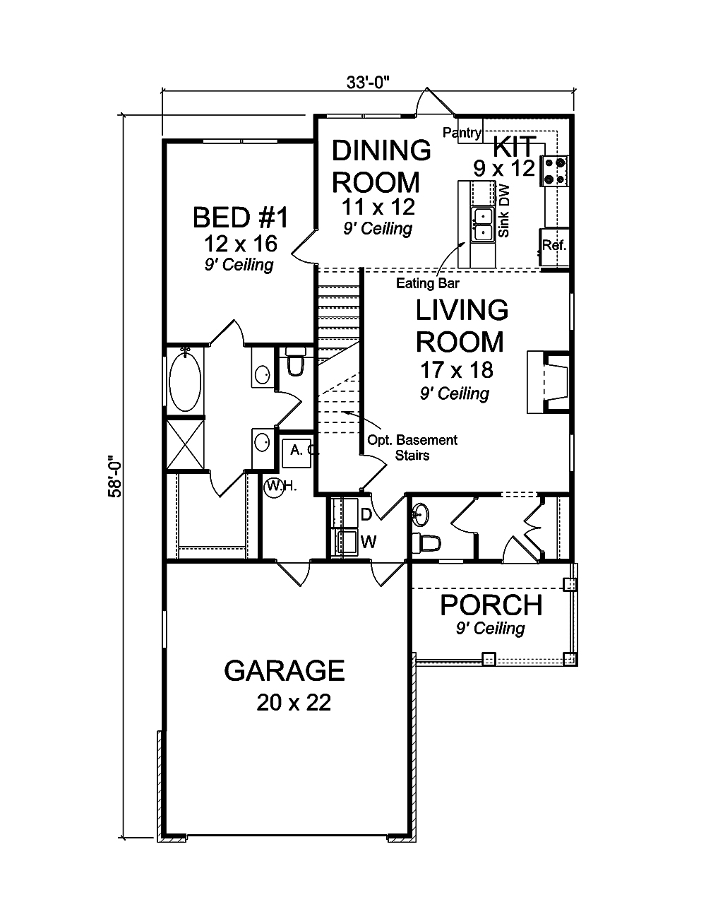 Floor Plan First Story of Craftsman Plan #178-1361