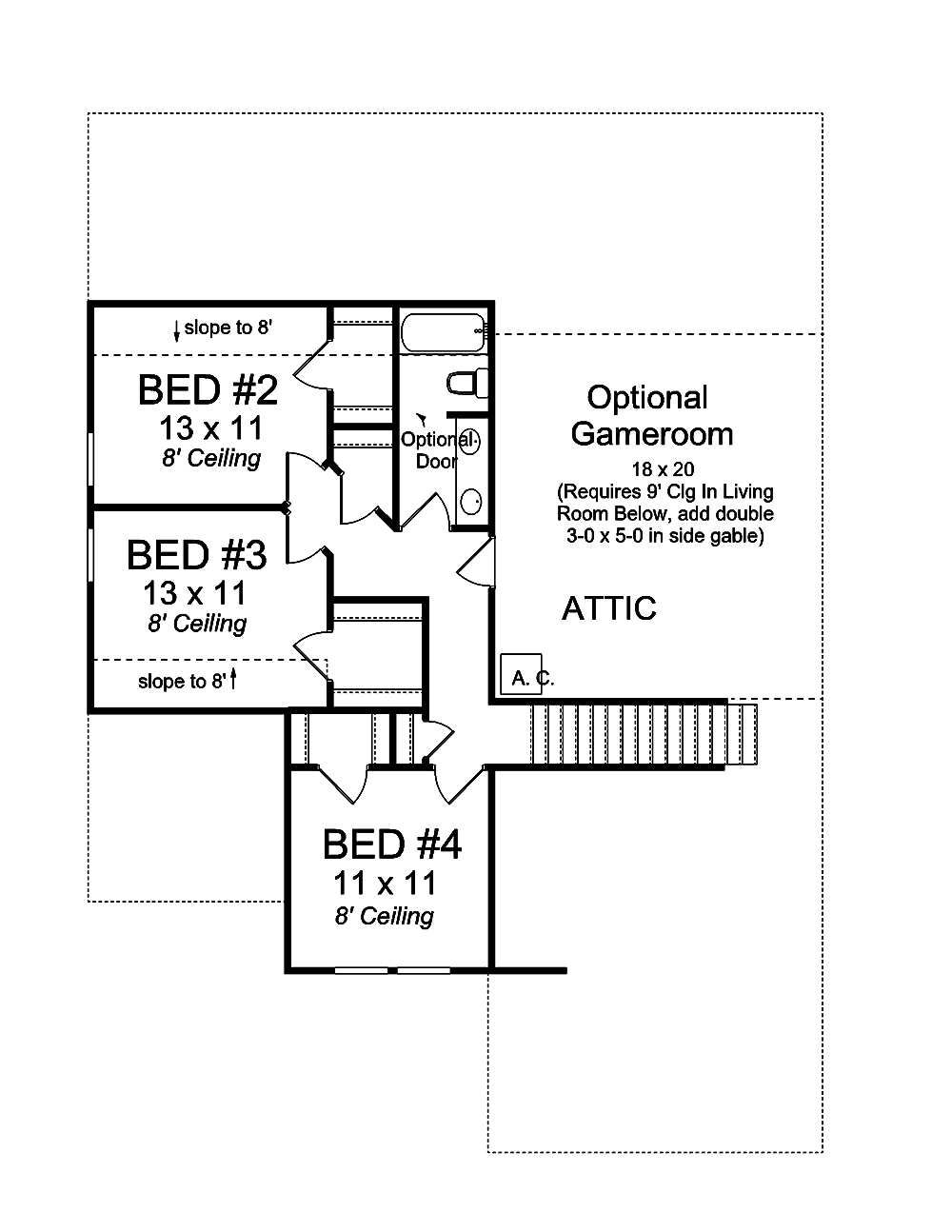 Floor Plan Second Story of Craftsman Plan #178-1363