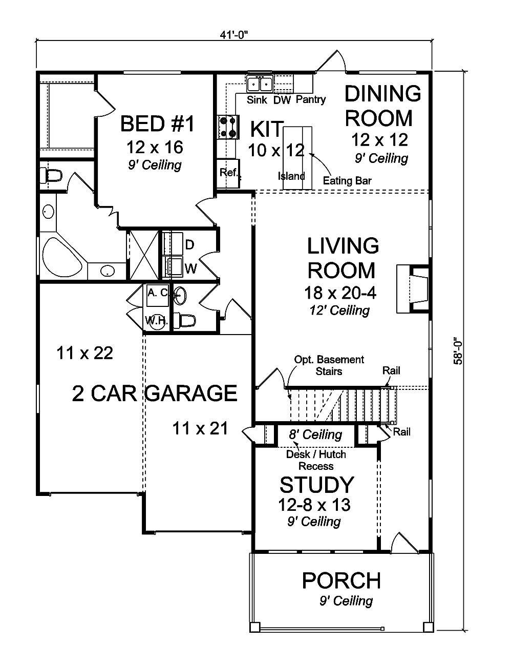 Floor Plan First Story of Craftsman Plan #178-1363